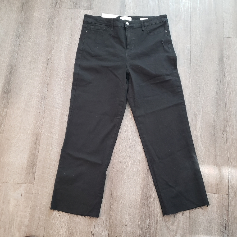 Social Standard By Sanctuary Jeans Hi Rise Crop Straight 16 Black Raw Edge Hem